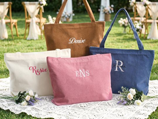 Custom Tote bag,Embroidered Gift Bag,Bridesmaid gift Bag,Name Tote Bag,Corduroy Name Bag,Gift for Her,Bachelorette Gifts,Monogram Tote Bag