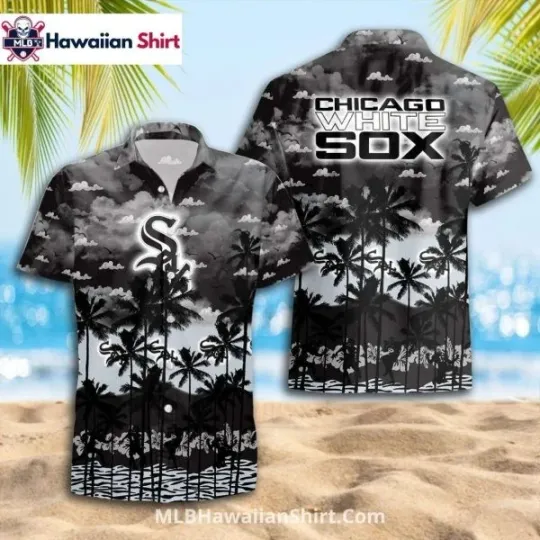 Discover Palm Island Chicago Baseball White Team Soxx Aloha Shirt In Monochrome