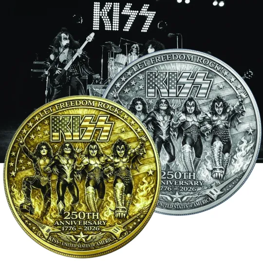 Discover Kiss Band 250th Anniversary America Coin, 250th of Freedom Gold/ Silver Coin