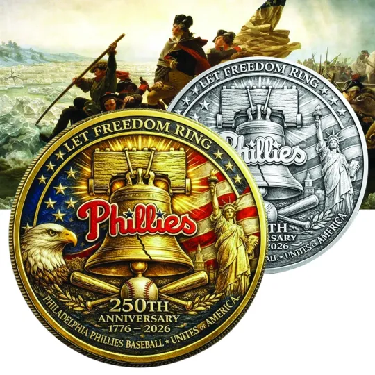 Discover Philadelphia Phillies Baseball 250th Anniversary America Gold/ Silver Coin