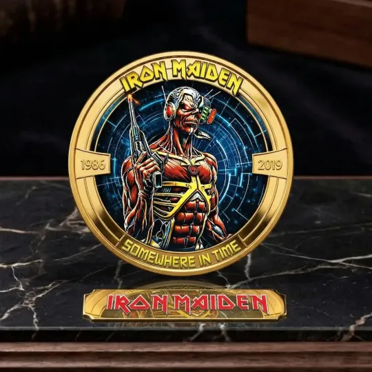 Discover IRON MAIDEN Somewhere in Time Commemorative Coin Cyborg Eddie Heavy Metal Gift