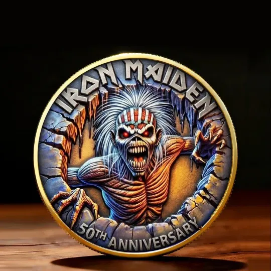 Discover IRON MAIDEN 50th Anniversary Commemorative Coin Eddie the Head Heavy Metal Gift