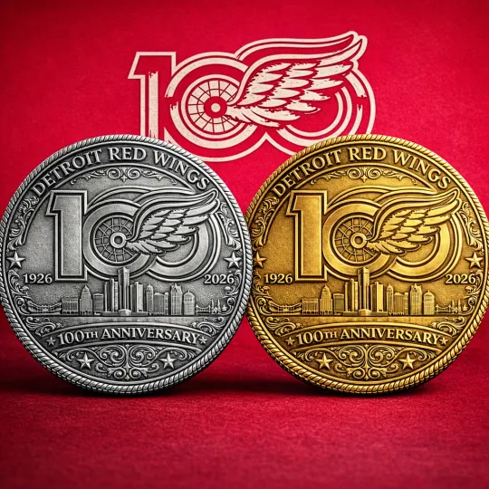 Discover Detroit Red Wings 100th Anniversary Gold/ Silver Coins NHL Hockey