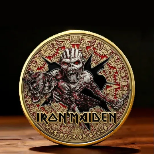 Discover IRON MAIDEN The Book of Souls Commemorative Coin Shaman Eddie Aztec Maya