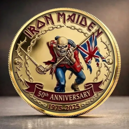 Discover IRONMAIDEN 50th Anniversary Commemorative Coin 1975-2025 Eddie The Trooper Gold