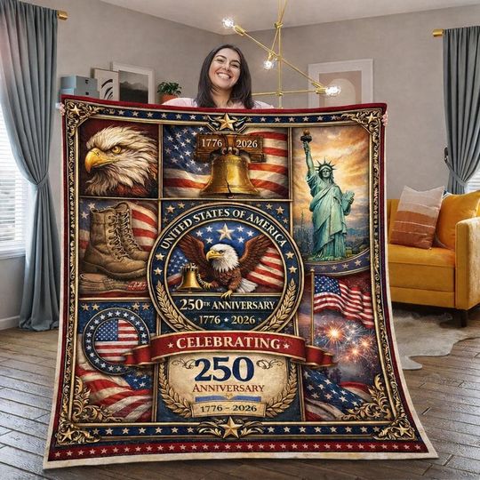 Custom America 250th Anniversary Quilt Blanket, Patriotic USA Quilt, Independence Day Home Decor, Custom 1776 2026 USA 250th Gift