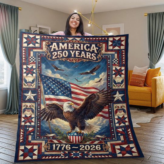 Discover Quilt Blanket: America 250 Anniversary, Patriotic Eagle Design