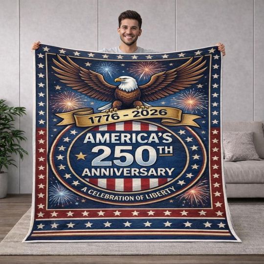 Custom America 250th Anniversary Quilt Blanket, Patriotic USA Quilt Throw, Independence Day Home Decor, Custom 1776 2026 USA 250th Gift