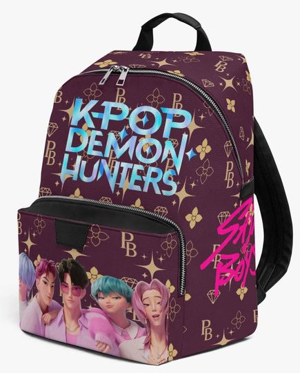 Kpop Anime Mini Backpack  Purple Idol School Bag  Boy Group Fantasy PU Leather Purse