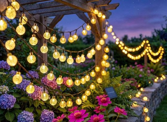 Solar Crystal Globe LED String Lights, IP65 Waterproof Outdoor Fairy Lights for Garden, Patio, Christmas & Party Decor