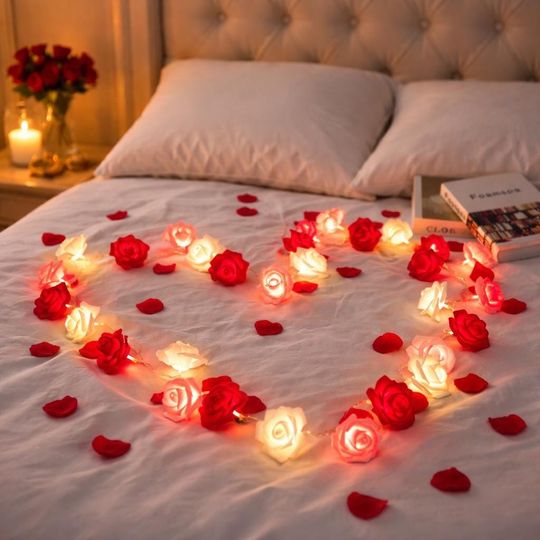 LED Rose String Lights, Romantic Home Decor, Valentine's Day