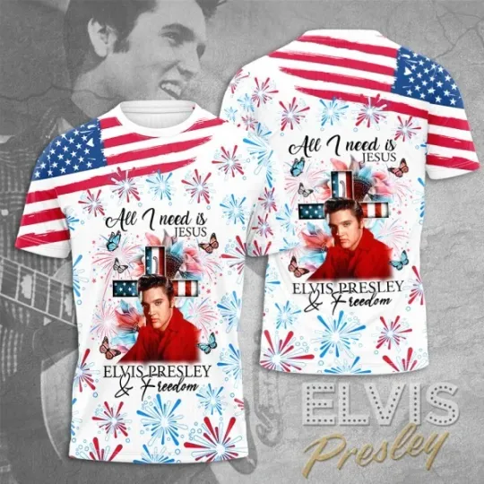 Discover Elvis Presley America Flag 3D Shirt, Celebrities Fan Gift, Rock Music Lover