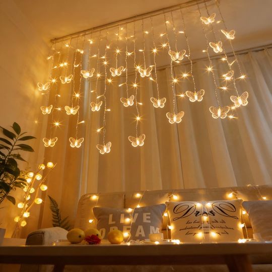 Butterfly Fairy String Lights, Warm White LED Floral Lights for Bedroom, Wedding & Home Decor