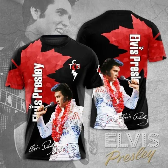 Discover Elvis Presley X Canada Flag 3D Shirt, Celebrities Fan Gift, Rock Music Lover