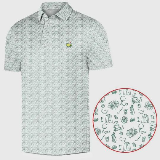 Discover Golf Polo Shirt Masters-Inspired Augusta Green Pattern Men’s Summer Golf Outfit