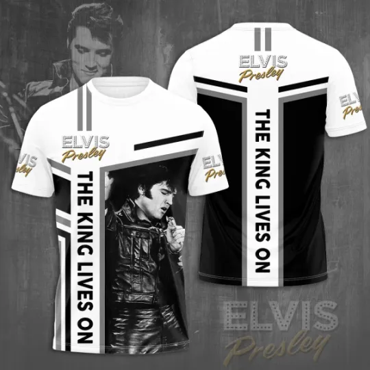 Discover Elvis Presley The King Lives On 3D Shirt, Celebrities Fan Gift, Rock Music Lover