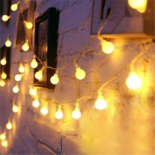 Powered LED String Lights, 20/40/80 Ball Garland Lights for Outdoor Wedding Garden Fairy Glow Party Decor Christmas Decoration