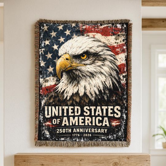 Discover Patriotic Eagle Woven Blanket - United States of America 250th Anniversary