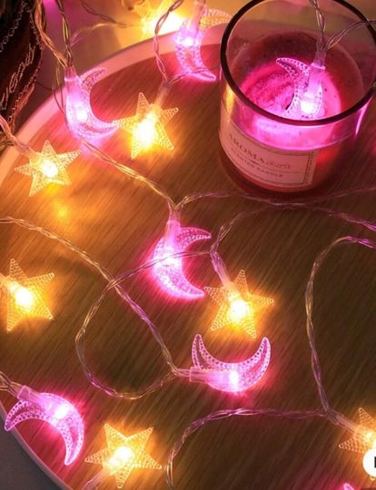 Moon and Star String Lights