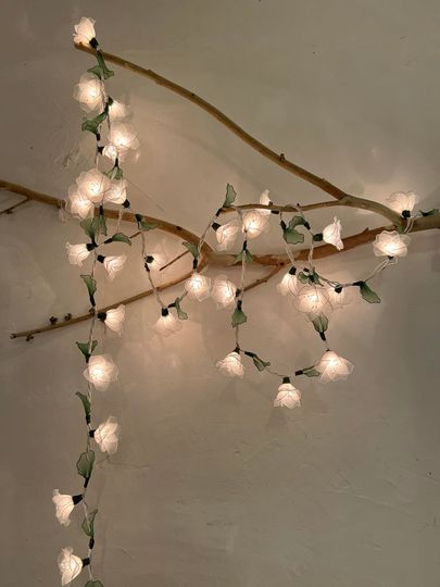 White Himalayas Flower String Lights: Handmade Party Decor 20 bulbs 110 volts