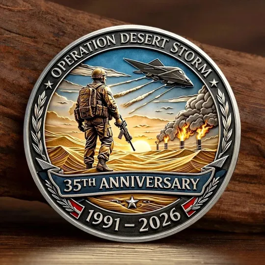 Discover Operation Desert Storm 35th Anniversary 1991-2026 Veterans Challenge Coin Gift