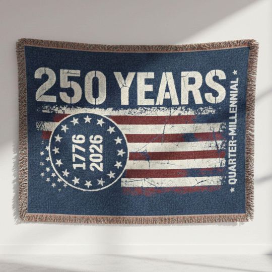 Discover American Flag Woven Blanket 4th of July 250 Years Patriotic Vintage Throw Blanket USA Anniversary Celebration Wall Tapestry Indoor Outdoor