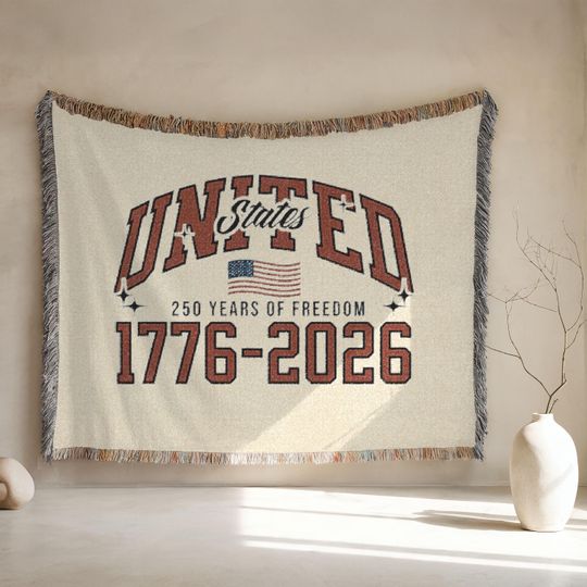 Discover USA 250th Anniversary Woven Blanket | Patriotic American Flag Throw