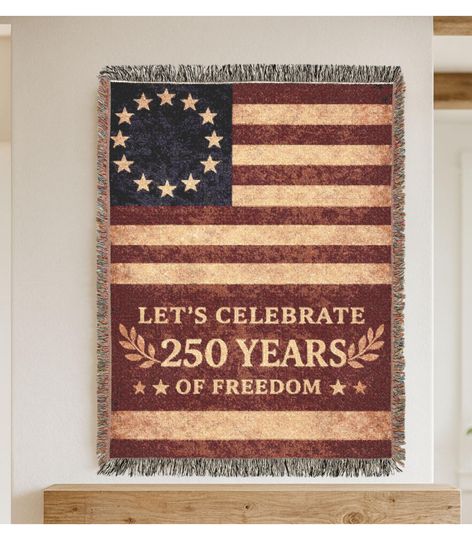 Discover 250 Years of Freedom American Flag Woven Blanket | Patriotic Throw