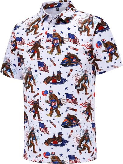 Discover Men's Short Sleeve Golf Polo Shirt, Moisture-Wicking, Dry Fit, Casual Print