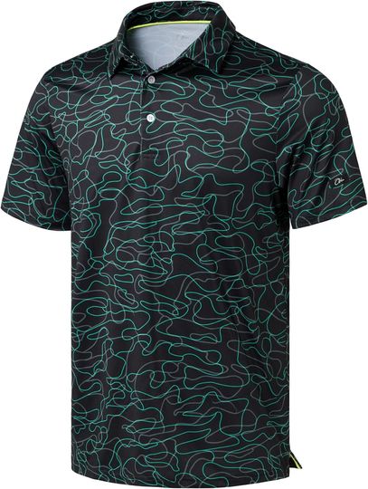 Discover Obla Men's Golf Polo Shirt Short Sleeve Dry Fit Moisture-Wicking Casual Print Collared Shirt