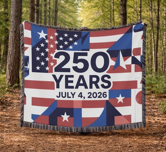 Discover USA 250 Woven Blanket: Americas Semiquincentennial Celebration 2026 | Fourth of July Patriotic Wall Art Throw | Family Heirloom Gift