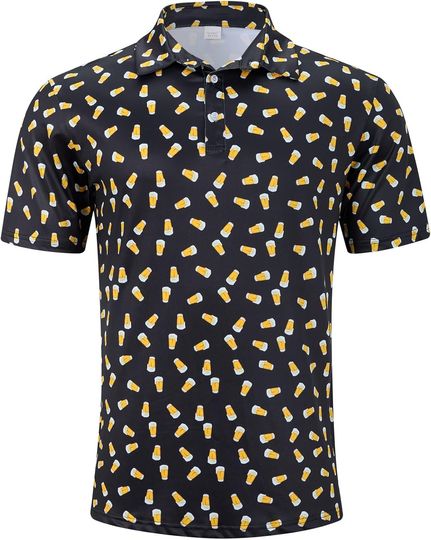 Discover Fanient Men Golf Polo Shirt Short Sleeve 3D Printed Dry Fit Moisture-Wicking 4-Way Stretch