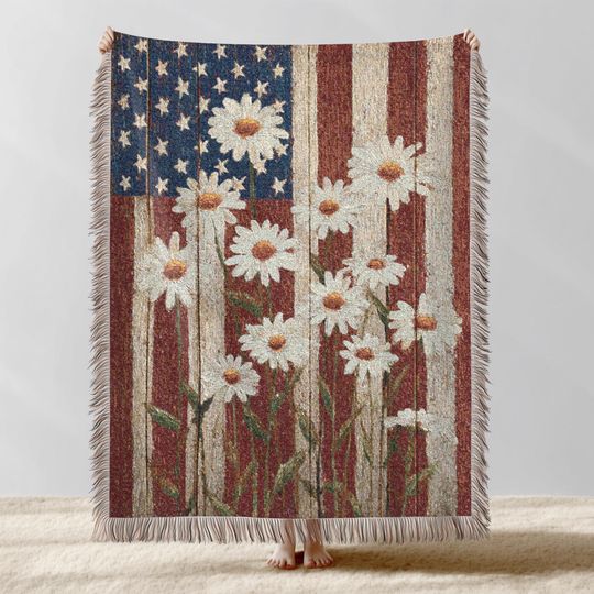 Discover USA 250 Anniversary Woven Blanket, 1776 Tapestry Throw, American Birthday 250 years, Semiquincentennial Farmhouse Decor