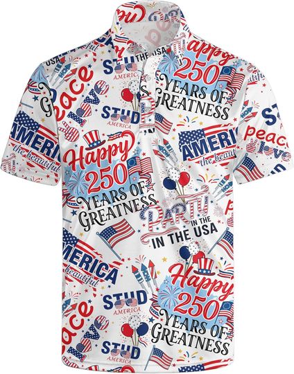 Discover Men’s Hawaiian Print Golf Polo Shirt - Quick-Dry Moisture-Wicking Breathable Polo