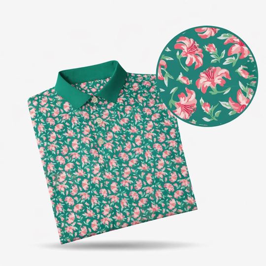 Discover Augusta Azalea Floral Golf Polo Shirt, Pink Azalea Golf Shirt, Golf Shirt for Men