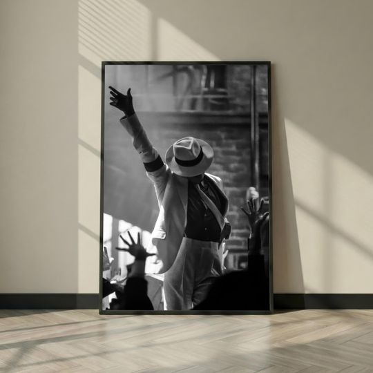 Discover Michael Jackson Wall Art Poster, Iconic Fedora Silhouette, Vintage Concert Photo Decor for Home Gym Office, Unframed