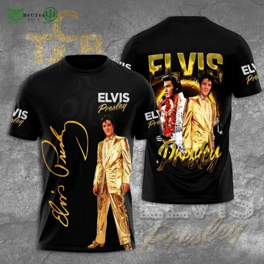 Discover Vintage Elvis Presley Golden Suit King Rock Music S to 6XL 3D T-Shirt EM166