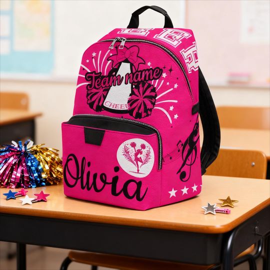 Personalized Cheer Backpack, Christmas Gift, Waterproof PU Leather