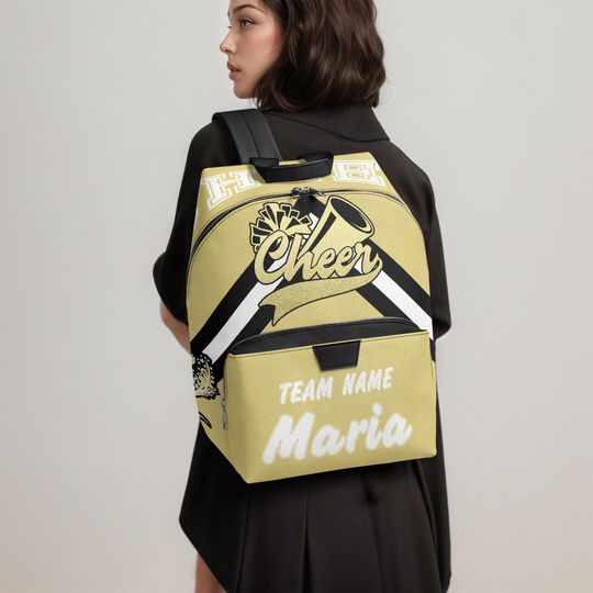 Personalized Cheer Backpack, Waterproof PU Leather Cheerleading Bag
