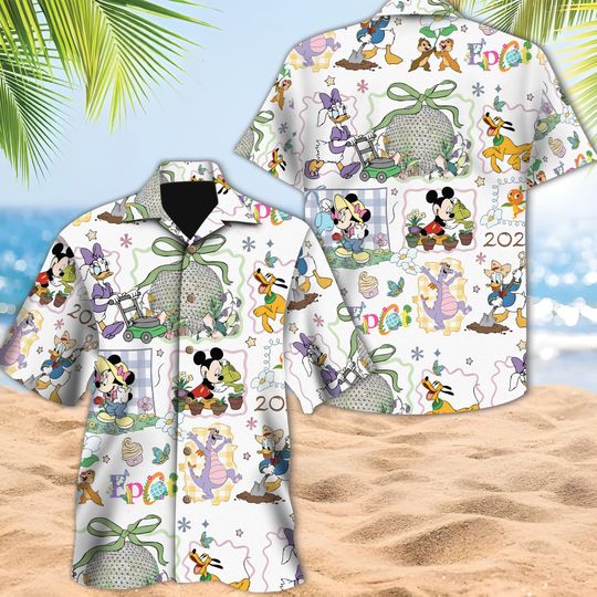 Discover Disney Mickey and Friends Plants Hawaiian Shirt, Epcot International Flower and Garden Festival 2026 Hawaii Shirt