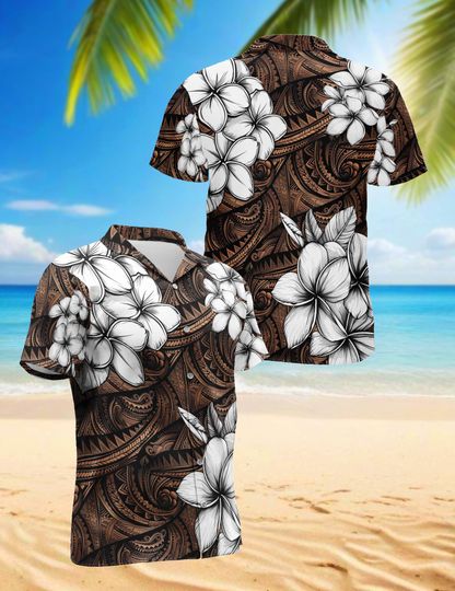 Discover Plumeria Hawaiian Shirt, Floral Shirt, Tropical Hawaiian Shirt, Plumeria Beach Hawaiian Shirt