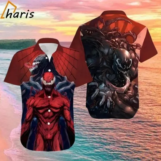 Marvel Venom And Carnage Red Webs Summer Aloha Hawaiian Shirt