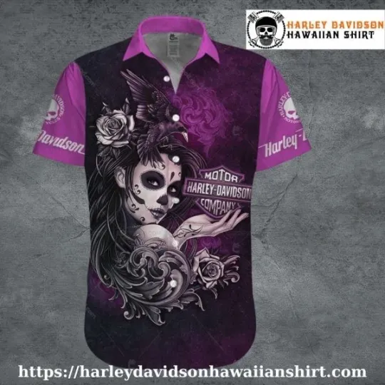 Discover Mystic Raven Girl Harley Motor Racing Davidsonn Davidson Aloha Shirt for Women