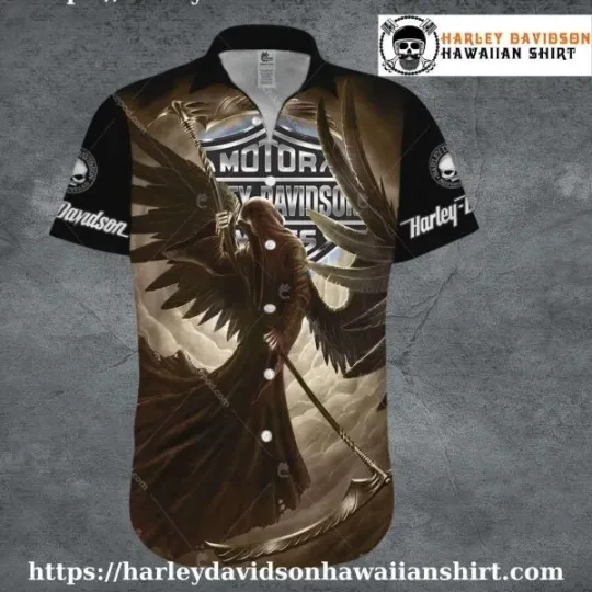Discover Grim Reaper Wings Harley Motor Racing Davidsonn Davidson Aloha Shirt for Men