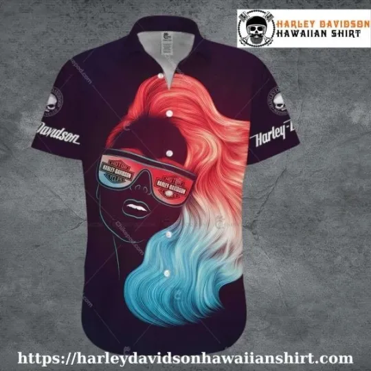 Discover Fire and Ice Hair Harley Motor Racing Davidsonn Davidson Hawaiian Shirt for Wome