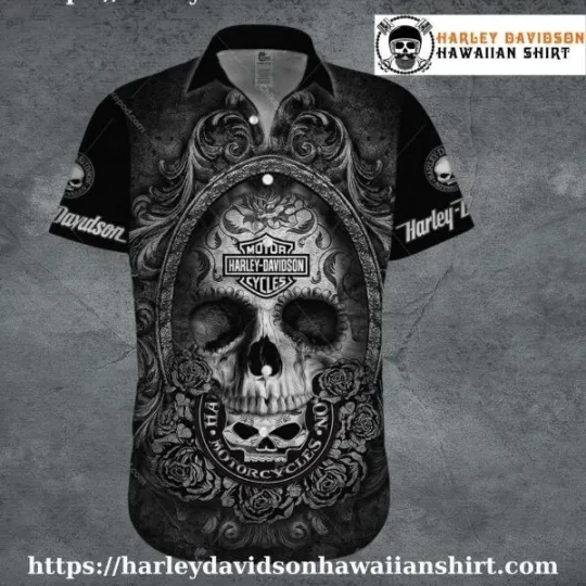 Discover Gothic Skull Frame Harley Motor Racing Davidsonn Davidson Aloha Shirt Men