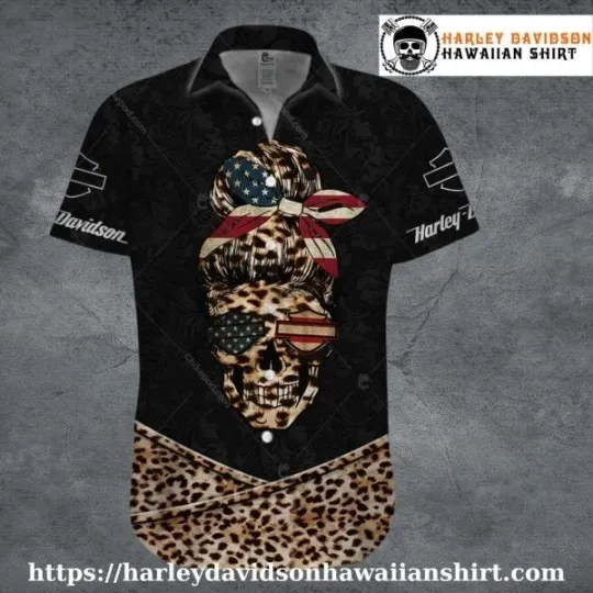 Discover Patriotic Skull Diva Harley Motor Racing Davidsonn Davidson Aloha Shirt for Wome