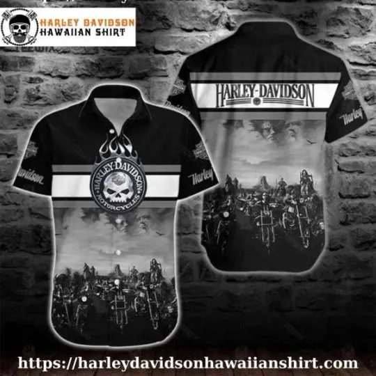 Discover Rider Group Print Harley Motor Racing Davidsonn Davidson Aloha Shirt for Men