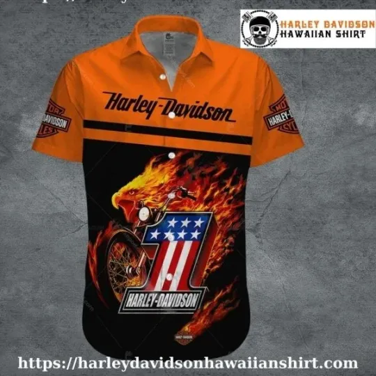 Discover Flaming Eagle Bike Harley Motor Racing Davidsonn Davidson Aloha Shirt for Men