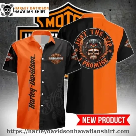 Discover Orange Skull Promise Harley Motor Racing Davidsonn Davidson Hawaiian Shirt
